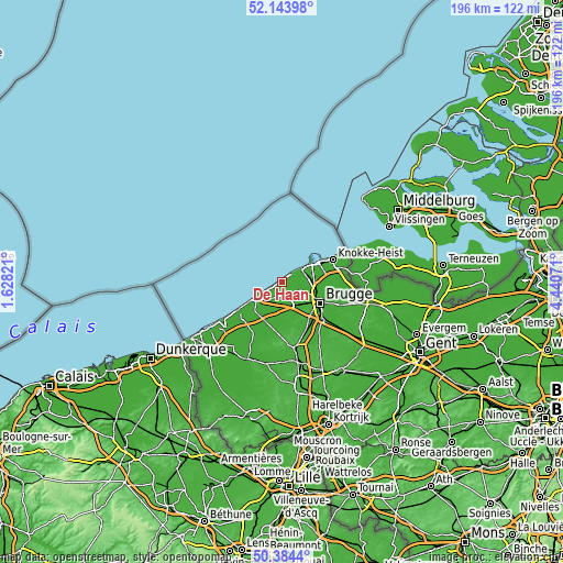 Topographic map of De Haan
