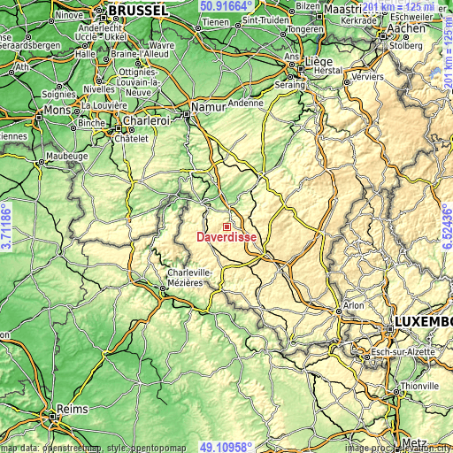 Topographic map of Daverdisse