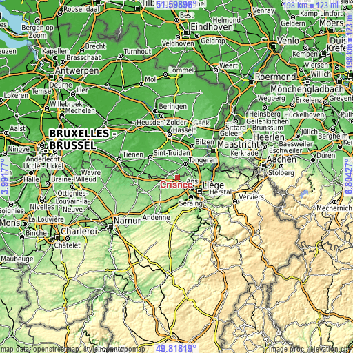 Topographic map of Crisnée