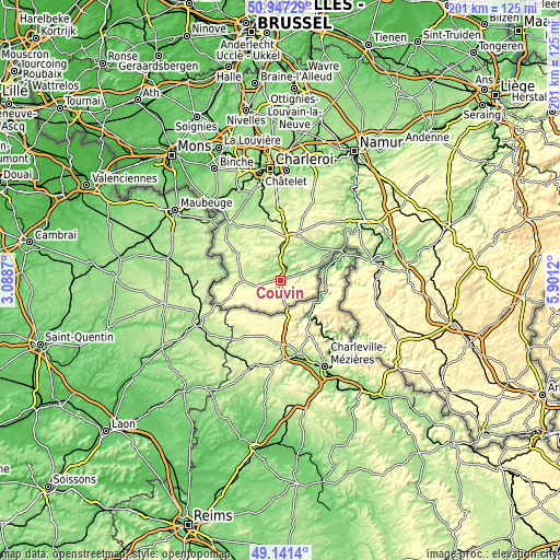 Topographic map of Couvin