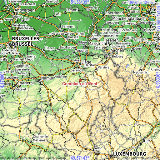 Topographic map of Comblain-au-Pont