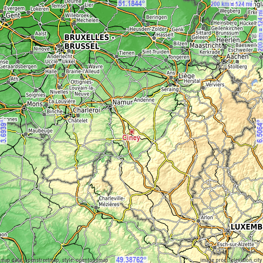 Topographic map of Ciney