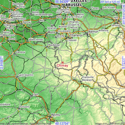 Topographic map of Chimay