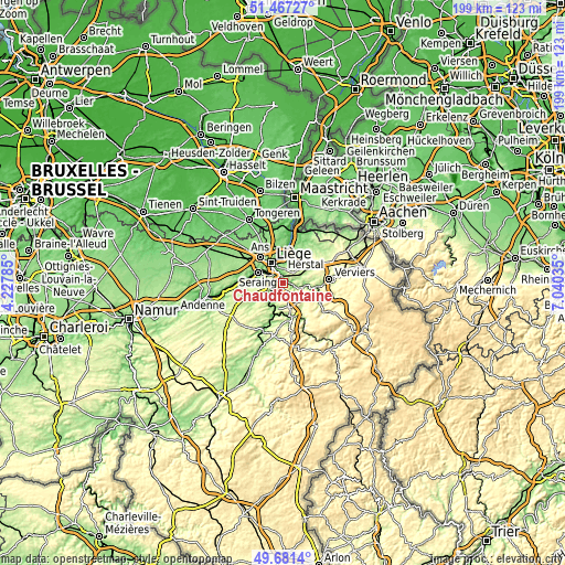 Topographic map of Chaudfontaine