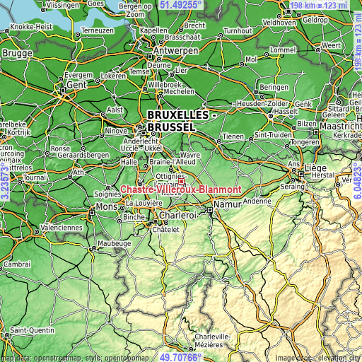 Topographic map of Chastre-Villeroux-Blanmont