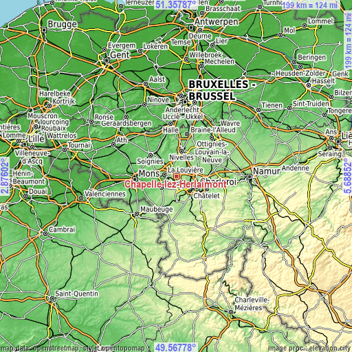 Topographic map of Chapelle-lez-Herlaimont