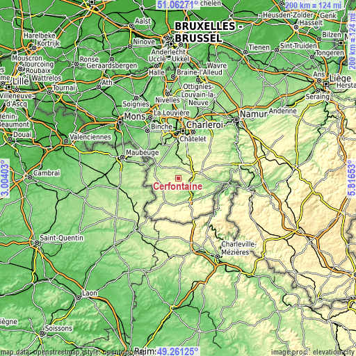 Topographic map of Cerfontaine