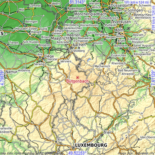 Topographic map of Butgenbach