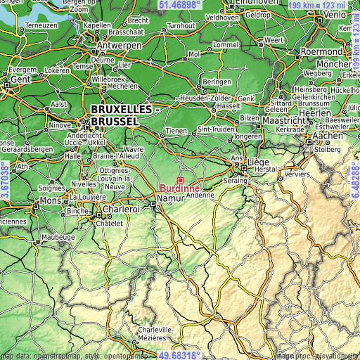 Topographic map of Burdinne