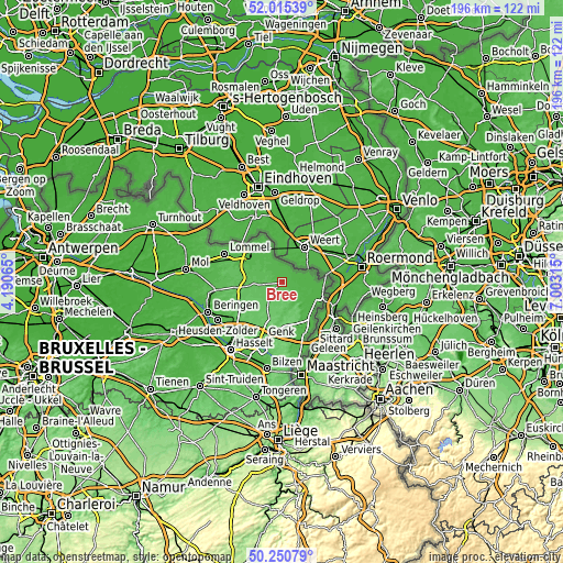 Topographic map of Bree