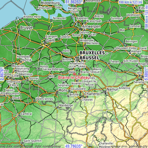 Topographic map of Braine-le-Château