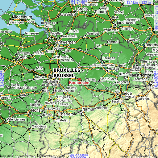 Topographic map of Boutersem