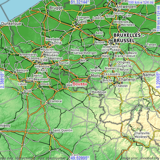 Topographic map of Boussu