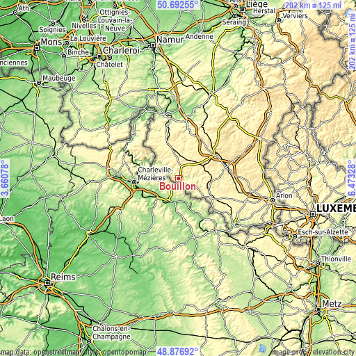 Topographic map of Bouillon