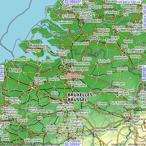 Topographic map of Borsbeek