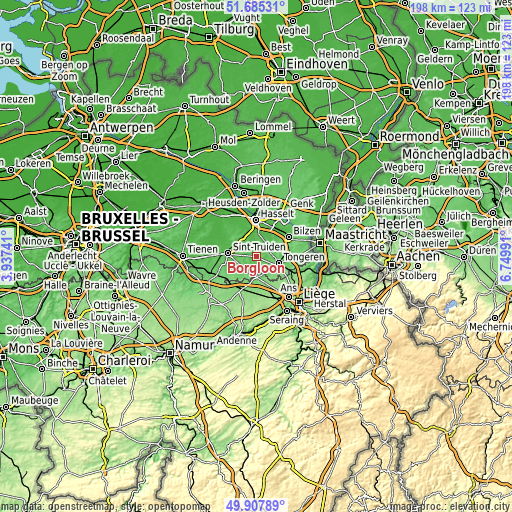 Topographic map of Borgloon