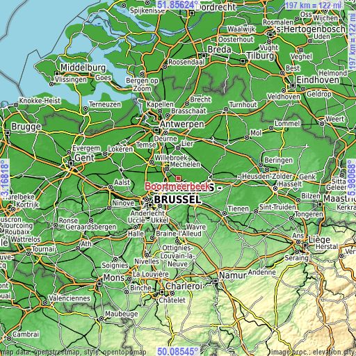 Topographic map of Boortmeerbeek