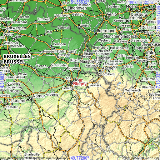 Topographic map of Blégny