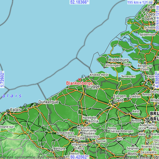 Topographic map of Blankenberge