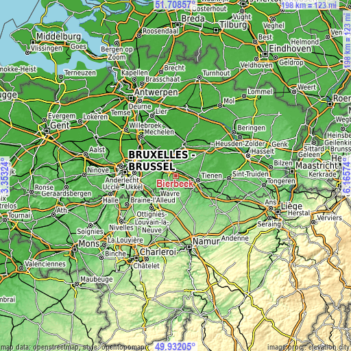Topographic map of Bierbeek