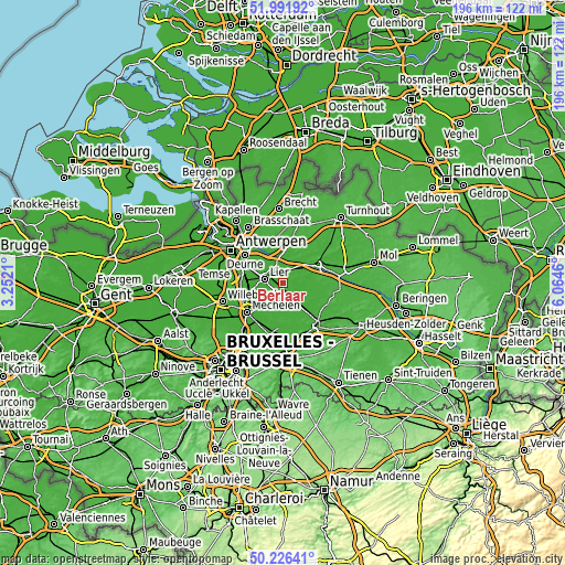 Topographic map of Berlaar