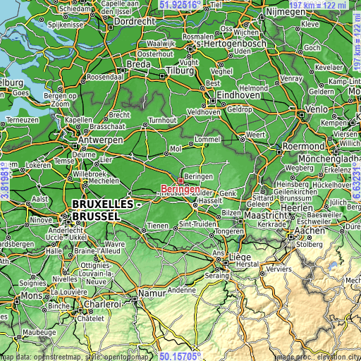 Topographic map of Beringen