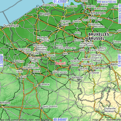 Topographic map of Beloeil