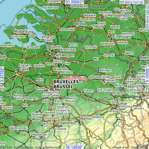 Topographic map of Begijnendijk