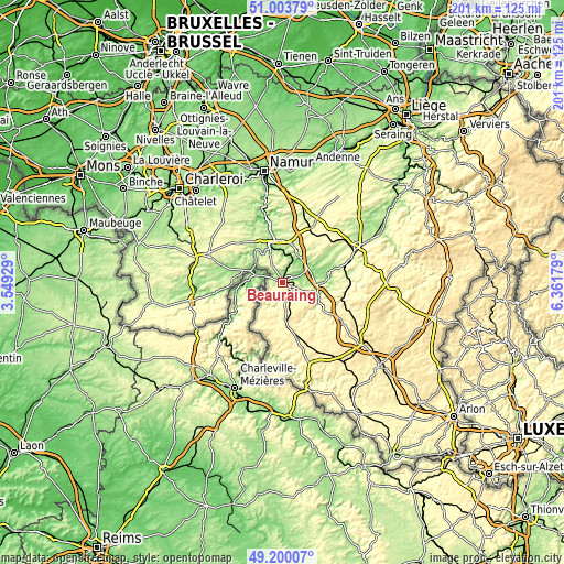 Topographic map of Beauraing