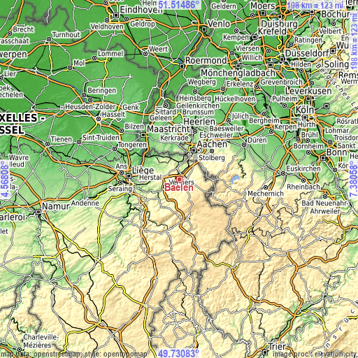 Topographic map of Baelen