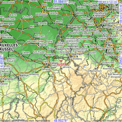 Topographic map of Aubel