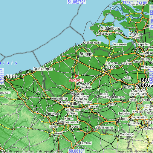 Topographic map of Ardooie