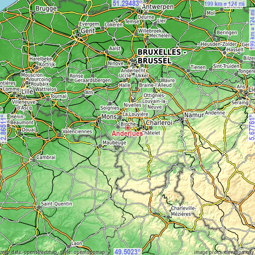 Topographic map of Anderlues