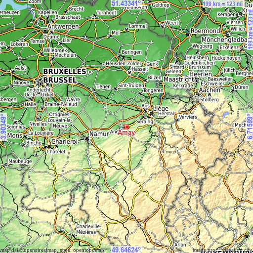 Topographic map of Amay