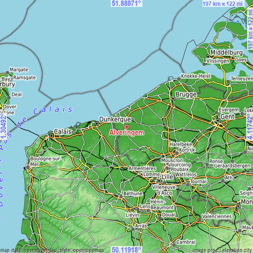 Topographic map of Alveringem