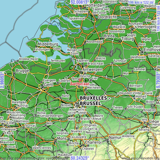 Topographic map of Aartselaar