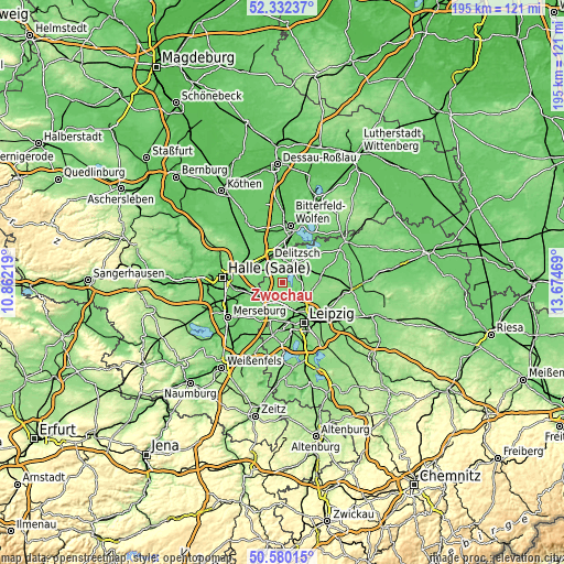 Topographic map of Zwochau