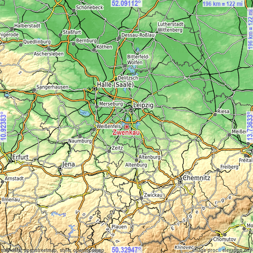 Topographic map of Zwenkau
