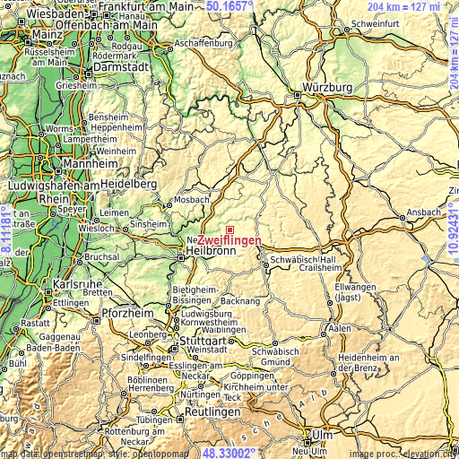 Topographic map of Zweiflingen