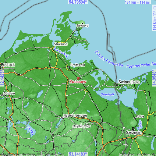 Topographic map of Züssow