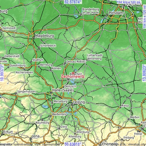 Topographic map of Zschornewitz
