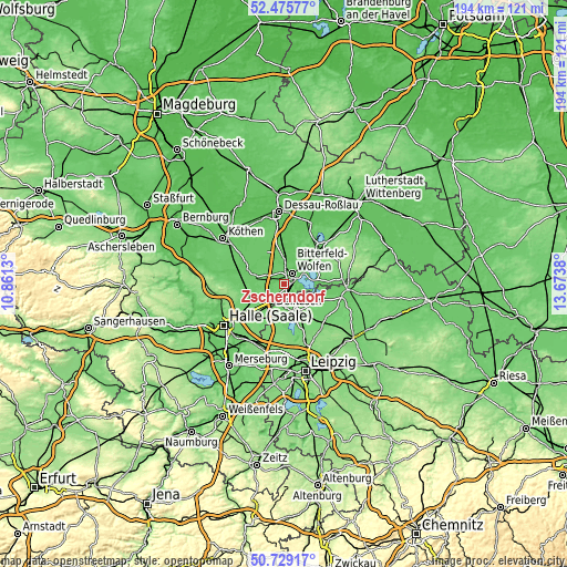 Topographic map of Zscherndorf