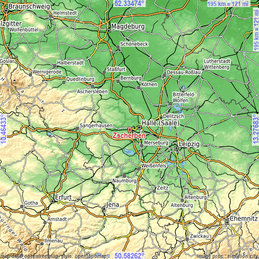 Topographic map of Zscherben