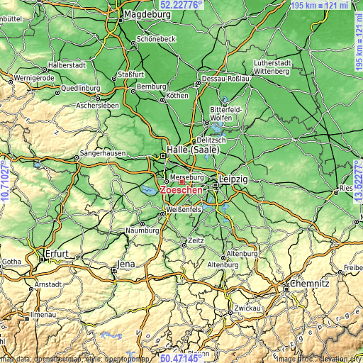 Topographic map of Zöschen