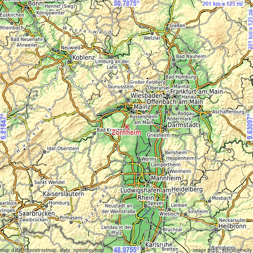 Topographic map of Zornheim