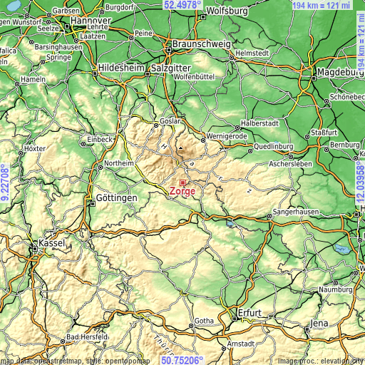 Topographic map of Zorge