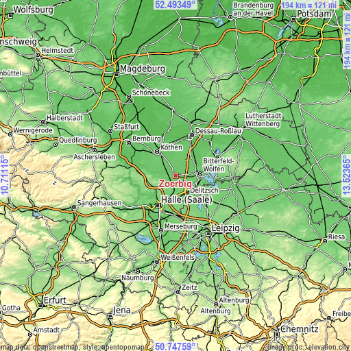 Topographic map of Zörbig