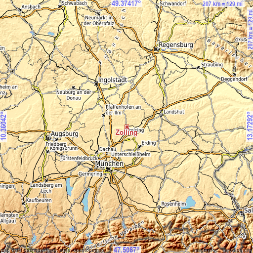 Topographic map of Zolling