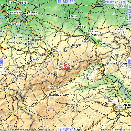 Topographic map of Zöblitz