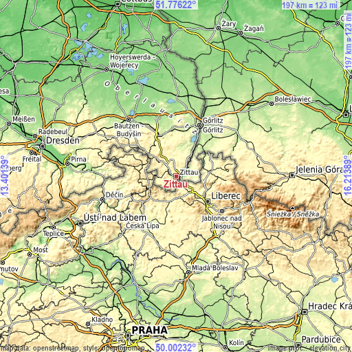 Topographic map of Zittau